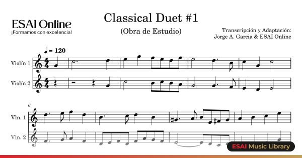Inicio de la partitura de Classical Duet #1