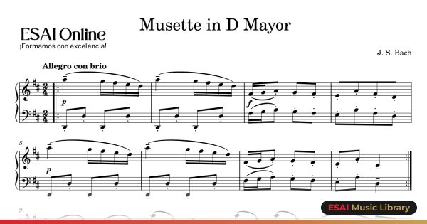 Inicio de la partitura de Musette in D Mayor